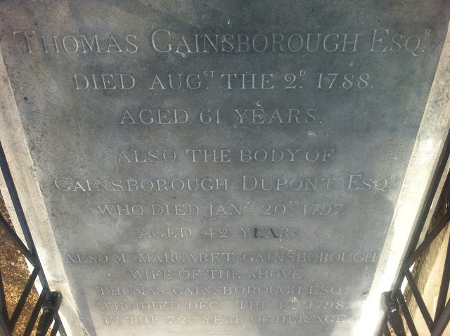 Lettering on Gainsborough tomb restored and recut by Minerva Stonemasons, Bath