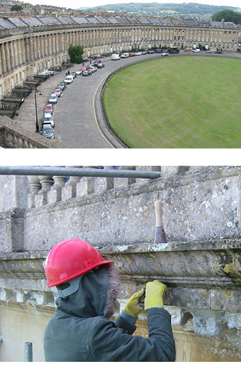 stone repairs in Roayl Crescent Bath